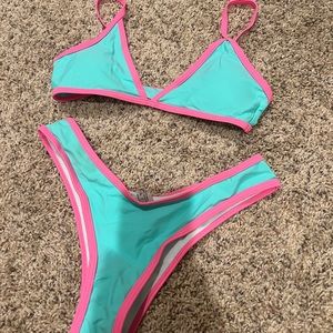 Blue and pink bikini NEVER WORN size XS